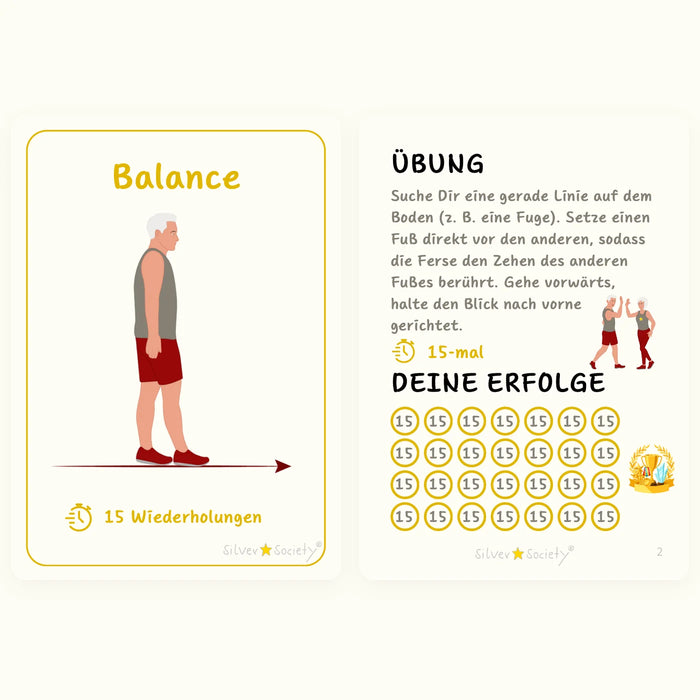 Balance-Übungskarte Seiltänzergang auf einer Linie