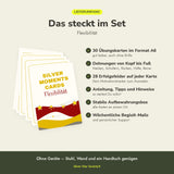 Lieferumfang Silver Moments Cards Flexibilität: 30 Übungskarten im Format A6, Anleitung und Box