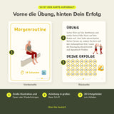 Impulskarte der Morgenroutine mit Vorderseite und Rückseite mit 28 Erfolgsfeldern zum Abhaken