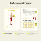 Balance-Übungskarte im A6-Format mit Anleitung und 28 Erfolgsfeldern
