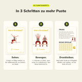 So funktionieren die Karten Im Sitzen III: 3 Karten im Alltag verteilen, 1–3 Minuten im Sitzen bewegen, Erfolg abhaken