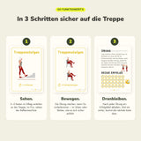 So funktionieren die Karten Treppensteigen: 3 bis 5 Karten im Alltag verteilen, im Sitzen oder Stehen üben, Erfolg abhaken